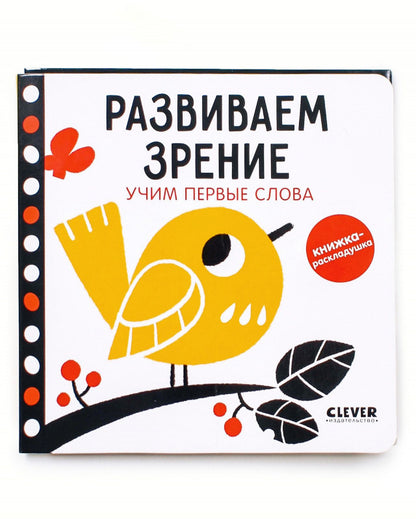 Контрастная книжка-раскладушка. Развиваем зрение. Учим первые слова